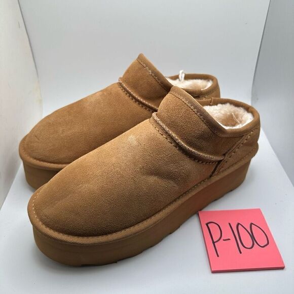 CUSHIONAIRE Women's Genuine Suede Cozy Mule Platform +Memory Foam 9.5 CHESTNUT N - Picture 3 of 7